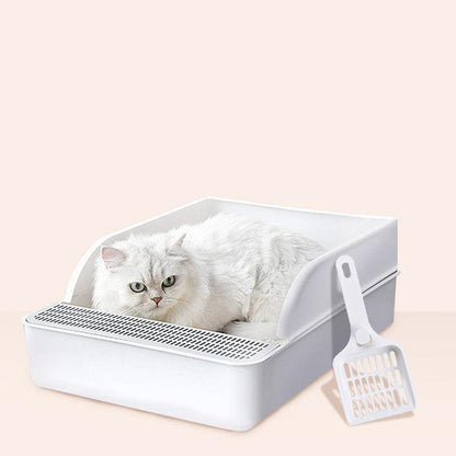 Sleek And Stylish Large Semi-Enclosed Plastic Cat Litter Box