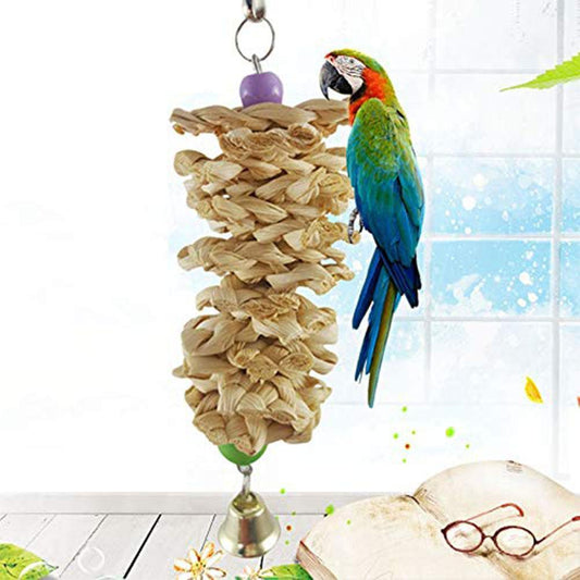 Natural Grass Bird Parrot Toy With Bell