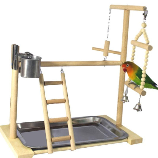 Wooden Avian Oasis: Small Cockatiel Floor Parrot Standing Stand