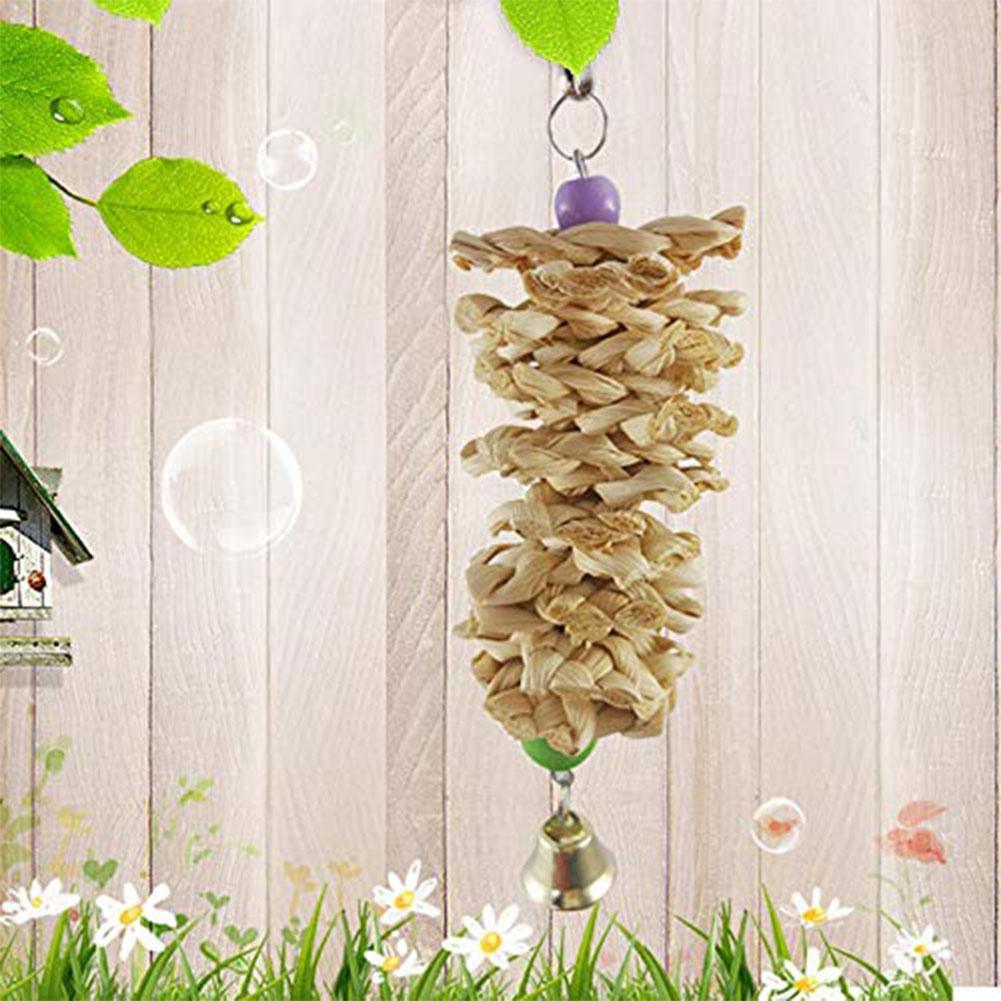 Natural Grass Bird Parrot Toy With Bell