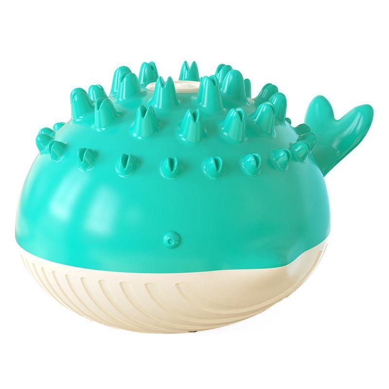 Teal ball with raised spines on a white background - The PetRiot