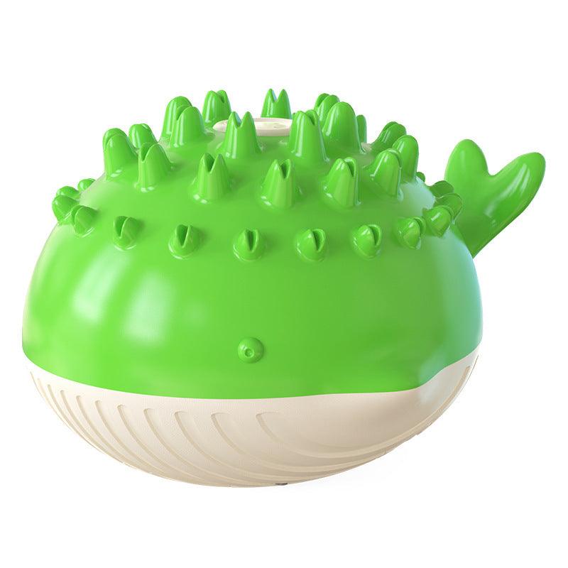Green and white textured ball on a white background - The PetRiot
