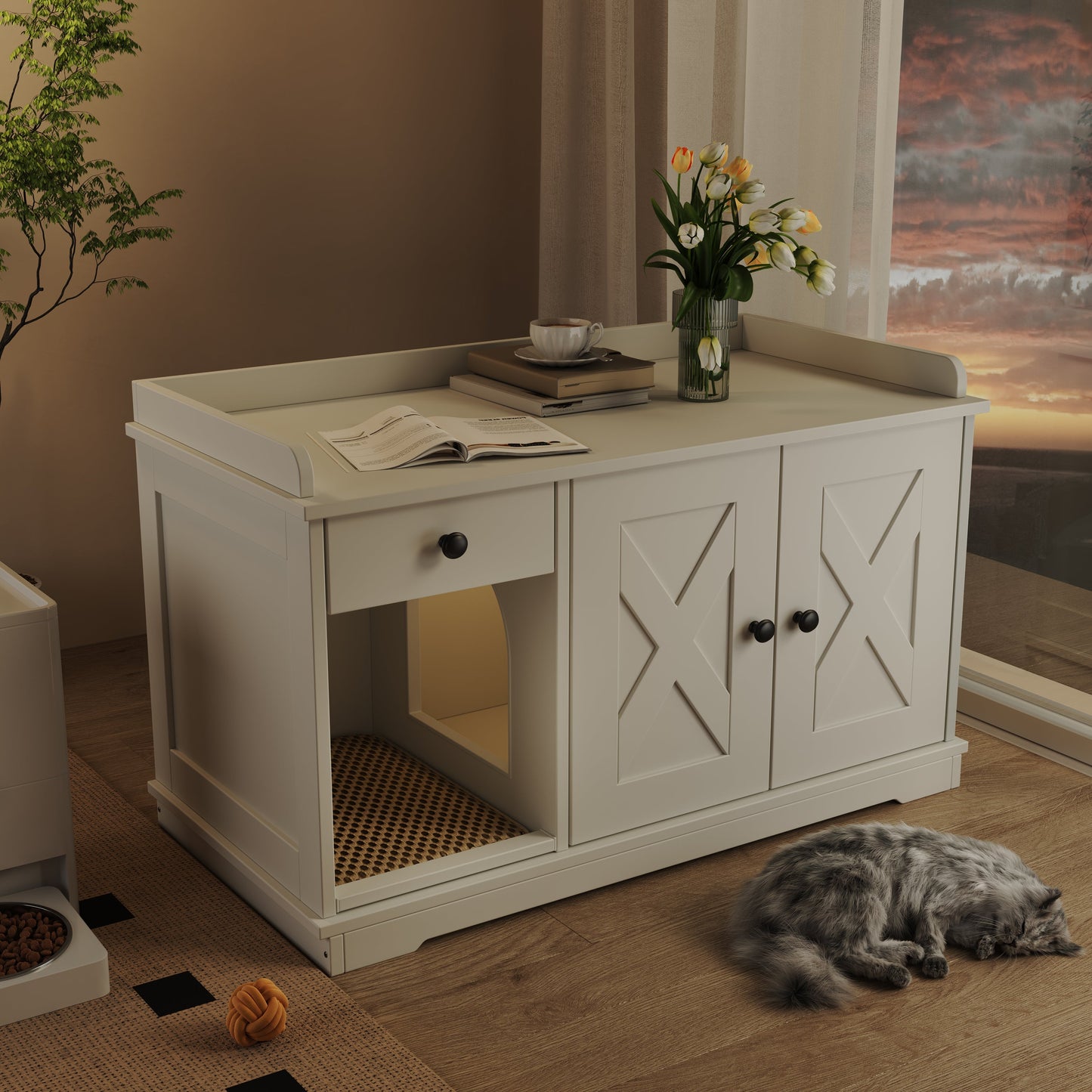 Litter Box Furniture Hidden with Cat Litter
