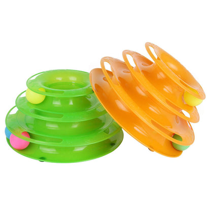 Interactive Kitty Playland: Stacked Ball Disk Toy For Endless Feline