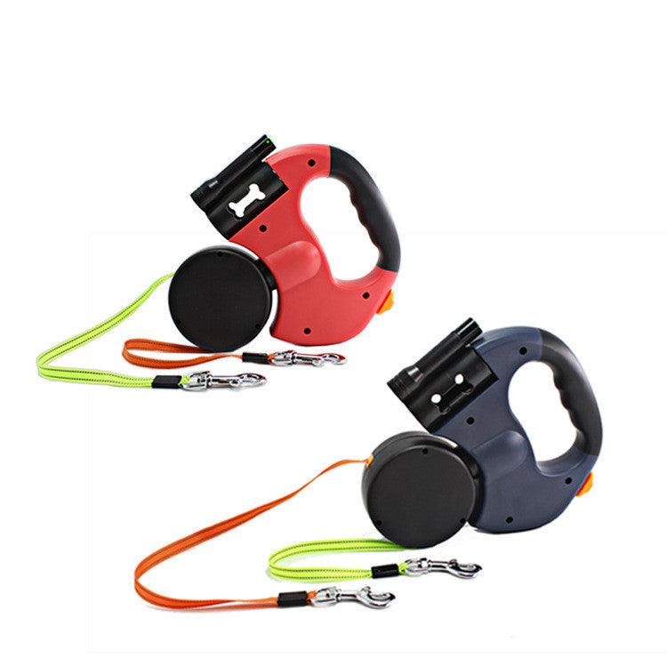 The Ultimate Dual-Headed Pet Leash: Retractable and Rotatable