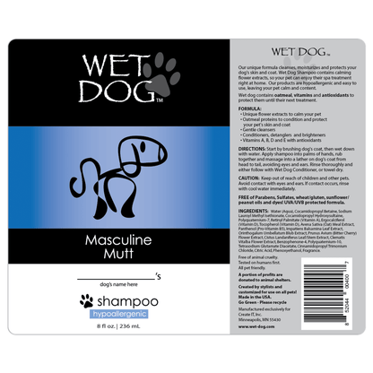 Masculine Mutt Calming Dog Shampoo with Oatmeal and Flower Extracts