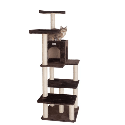 GleePet 66-Inch Elegant Real Wood Cat Tree with Multi-Level Perches