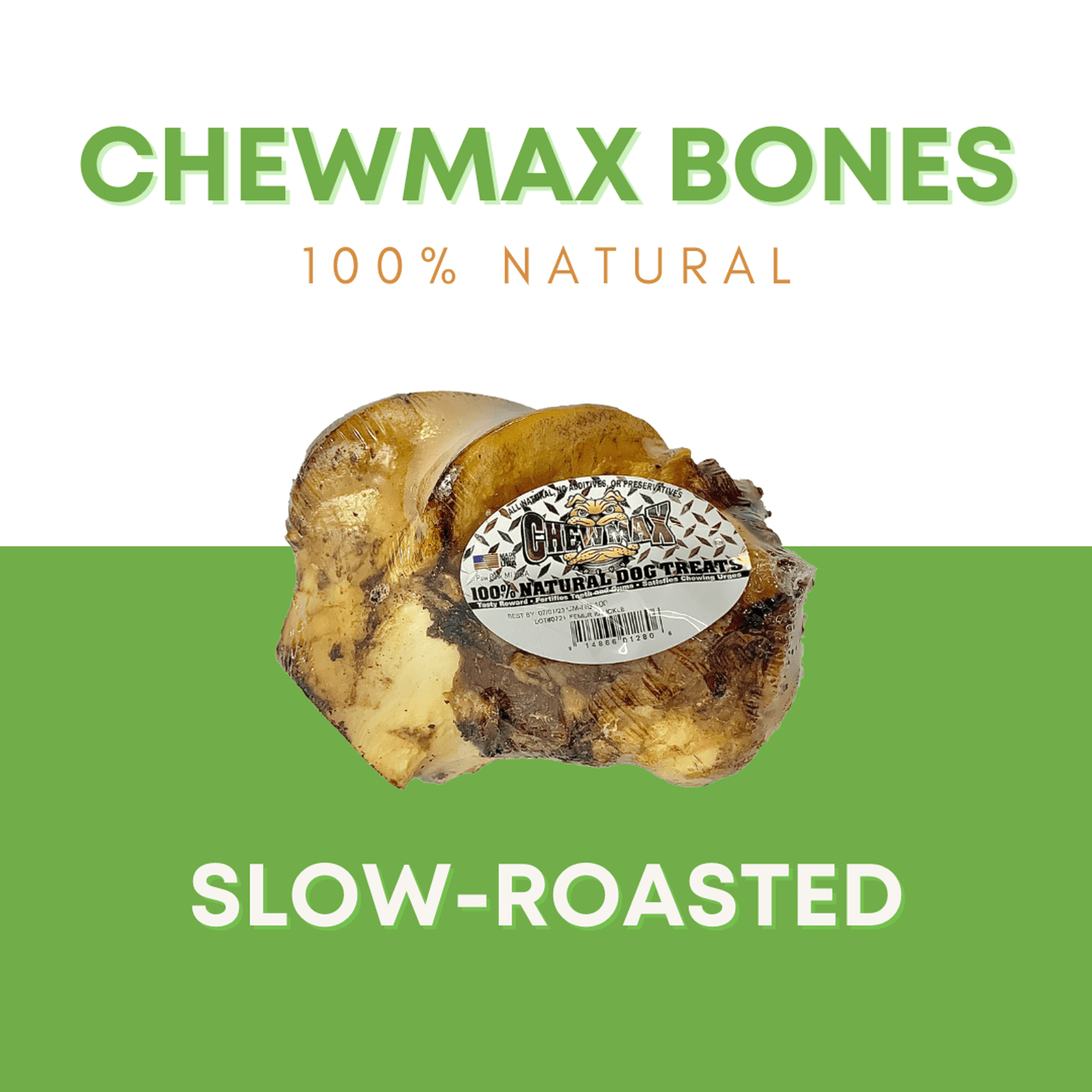 Premium Slow-Roasted Femur Knuckle Beef Bone Treat for Dogs