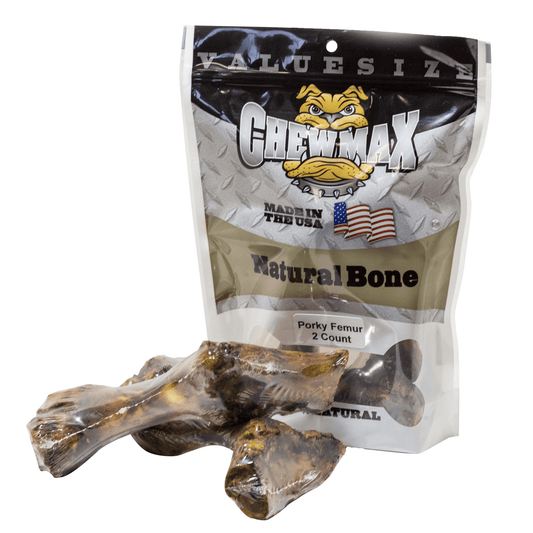 Porky Femur Dog Bones for Enhanced Dental Health - 2 Count
