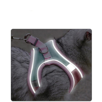 Luminous Adventure Cat Chest Harness With Reflective Traction Belt