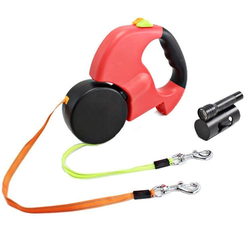 The Ultimate Dual-Headed Pet Leash: Retractable and Rotatable