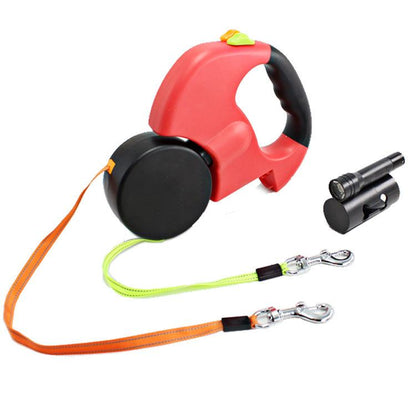 The Ultimate Dual-Headed Pet Leash: Retractable and Rotatable