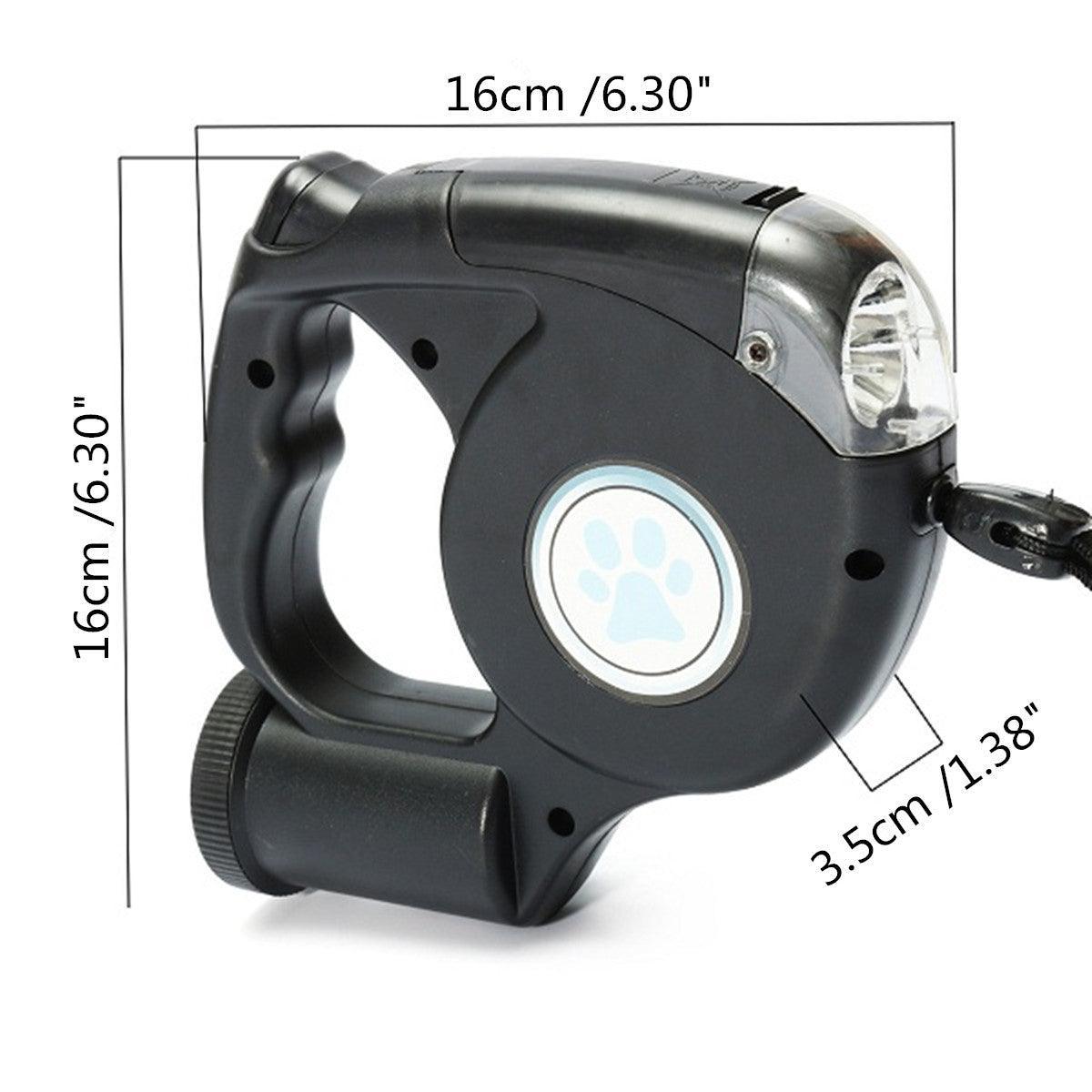 3-In-1 Illuminated Dog Leash With Retractable Garbage Bag