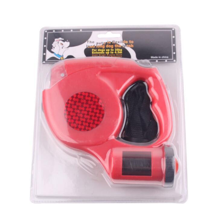 3-In-1 Illuminated Dog Leash With Retractable Garbage Bag