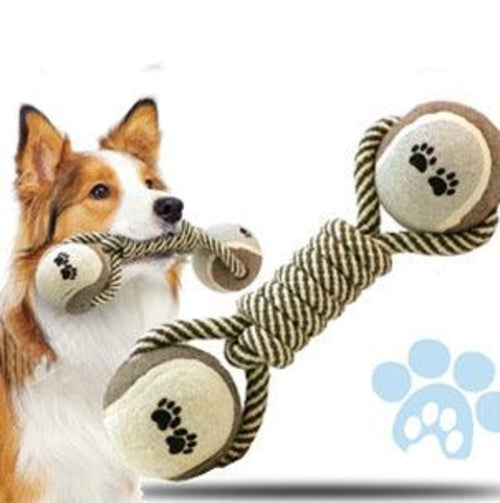 Pet Dental Dumbbell Rope Tennis Ball Chew Toy