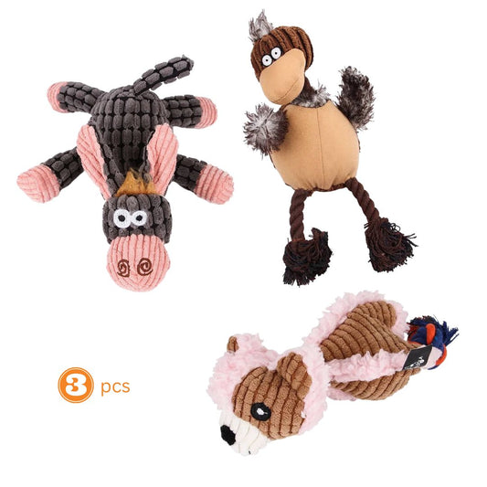 3 Pack Assorted Dog Toys for Chewing, Tug & Play – The Pet Riot
