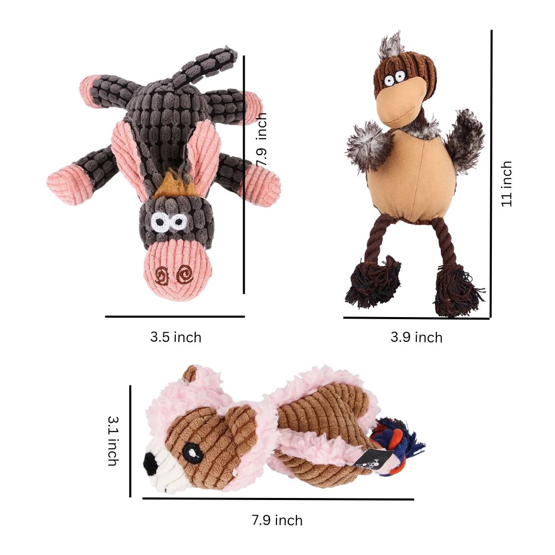 3 Pack Assorted Dog Toys for Chewing, Tug & Play – The Pet Riot