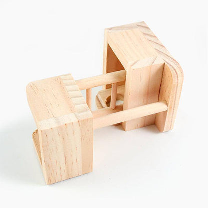 Wooden Hamster Lookout Tower - Small Pet Toy Stairs And Nest House
