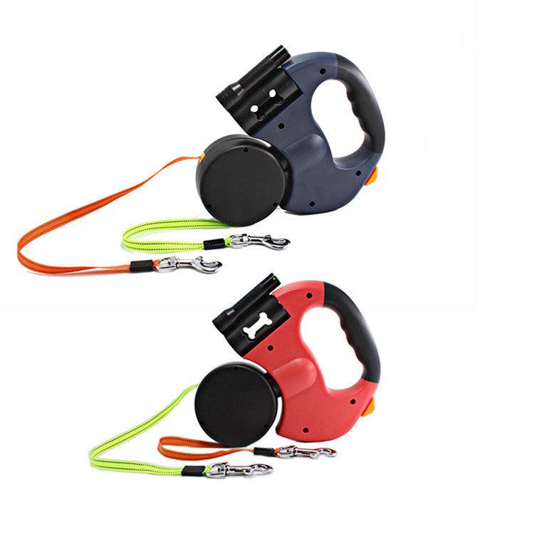 The Ultimate Dual-Headed Pet Leash: Retractable and Rotatable
