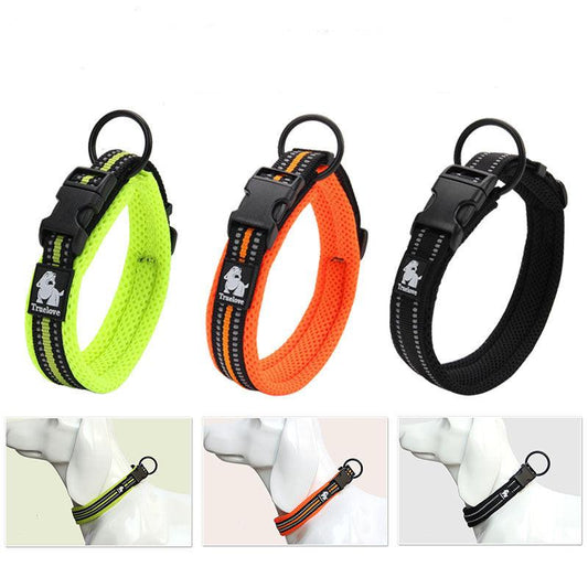 Reflective Mesh Dog Collar with Stainless Steel Buckle
