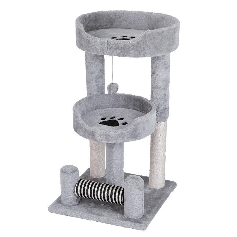 Gray Paw Print Cat Climbing Frame With Sisal Grinding Claw Toy