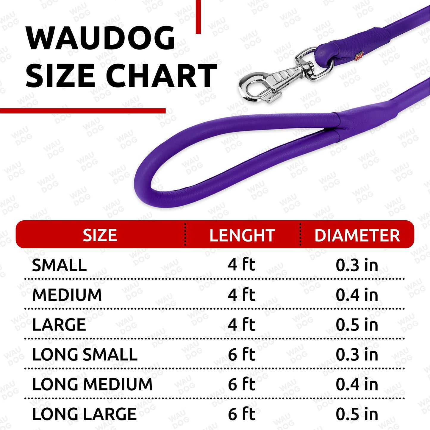 Rolled Leather Dog Leash 6Ft * 0.5in