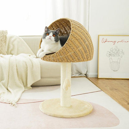 Rustic Rattan Haven - Cat Climbing Rack Tree Nest