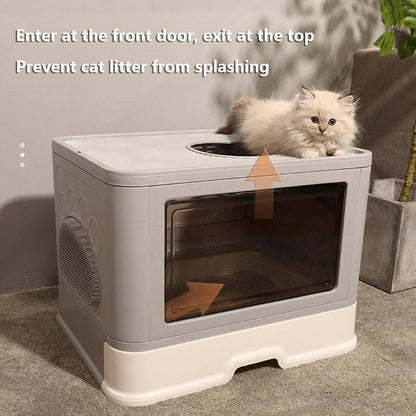 Foldable Odor-Free Cat Litter Basin With Top Entry – Hygienic, Foldable & Easy Clean | The PetRiot