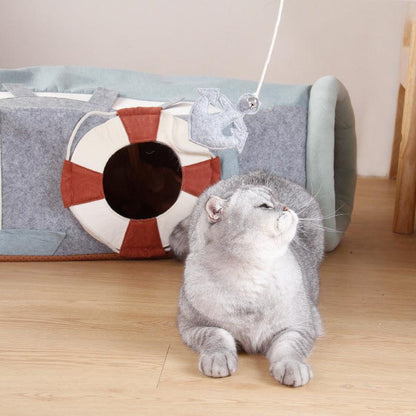 Foldable Semi-Enclosed Cat Scratcher And Hideaway Litter Box