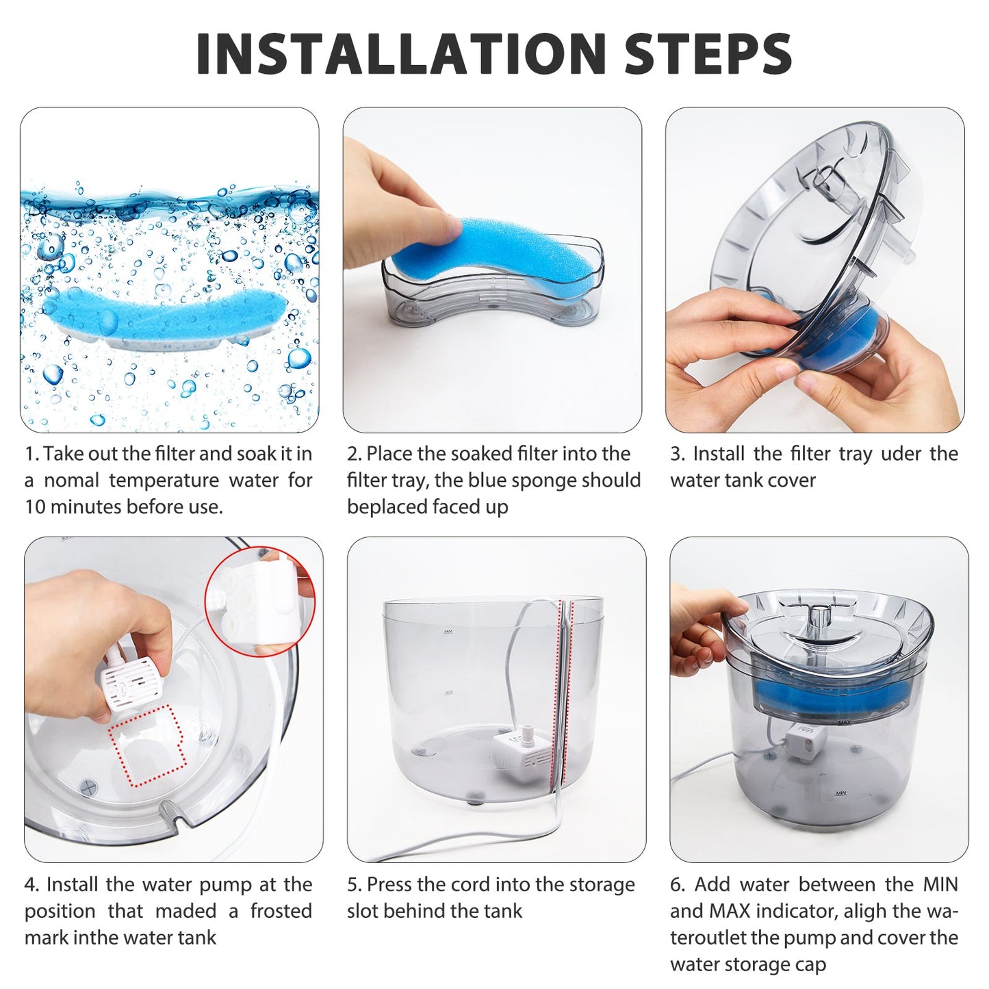 68 fl oz  Automatic  Pet Water Fountain with 2 Modes