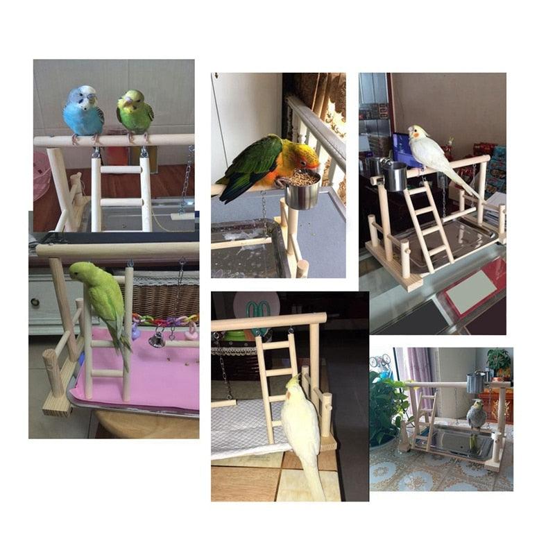 Wooden Avian Oasis: Small Cockatiel Floor Parrot Standing Stand