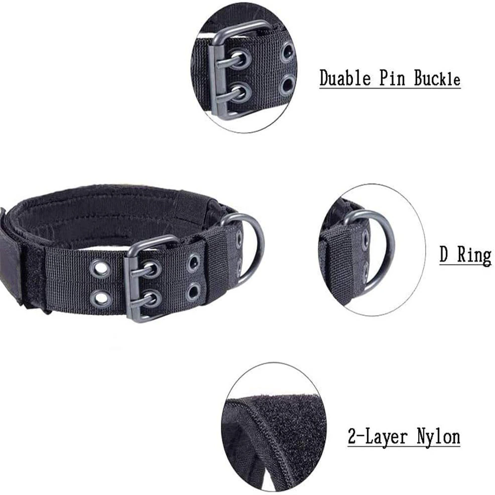 2" Wide Tactical Heavy Duty Nylon Large Dog Collar K9 Military