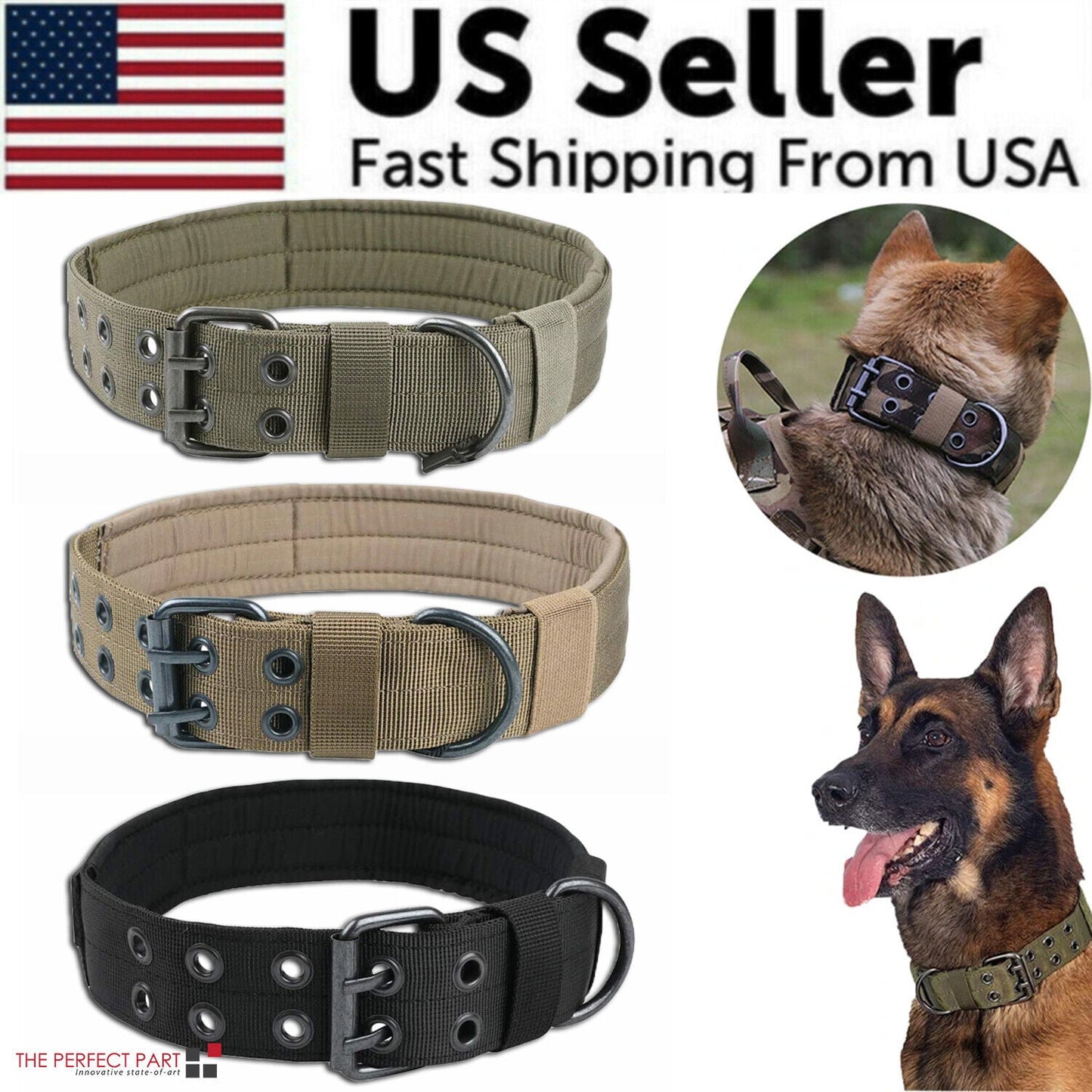 2" Wide Tactical Heavy Duty Nylon Large Dog Collar K9 Military