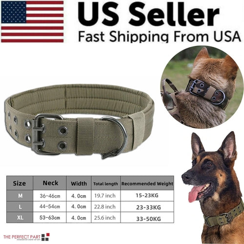 2" Wide Tactical Heavy Duty Nylon Large Dog Collar K9 Military