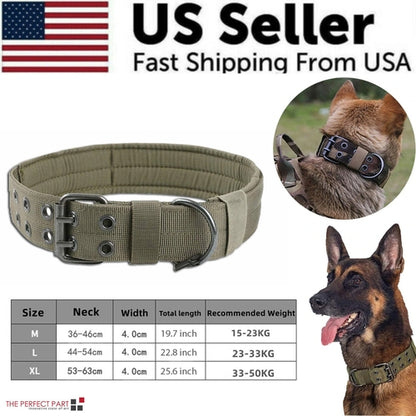 2" Wide Tactical Heavy Duty Nylon Large Dog Collar K9 Military