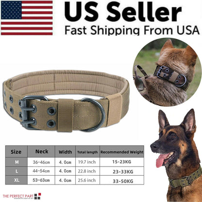 2" Wide Tactical Heavy Duty Nylon Large Dog Collar K9 Military