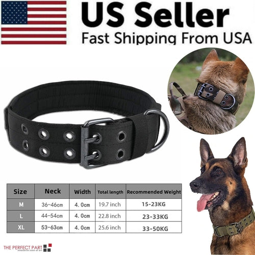 2" Wide Tactical Heavy Duty Nylon Large Dog Collar K9 Military