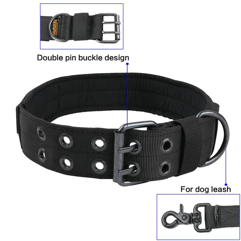 2" Wide Tactical Heavy Duty Nylon Large Dog Collar K9 Military