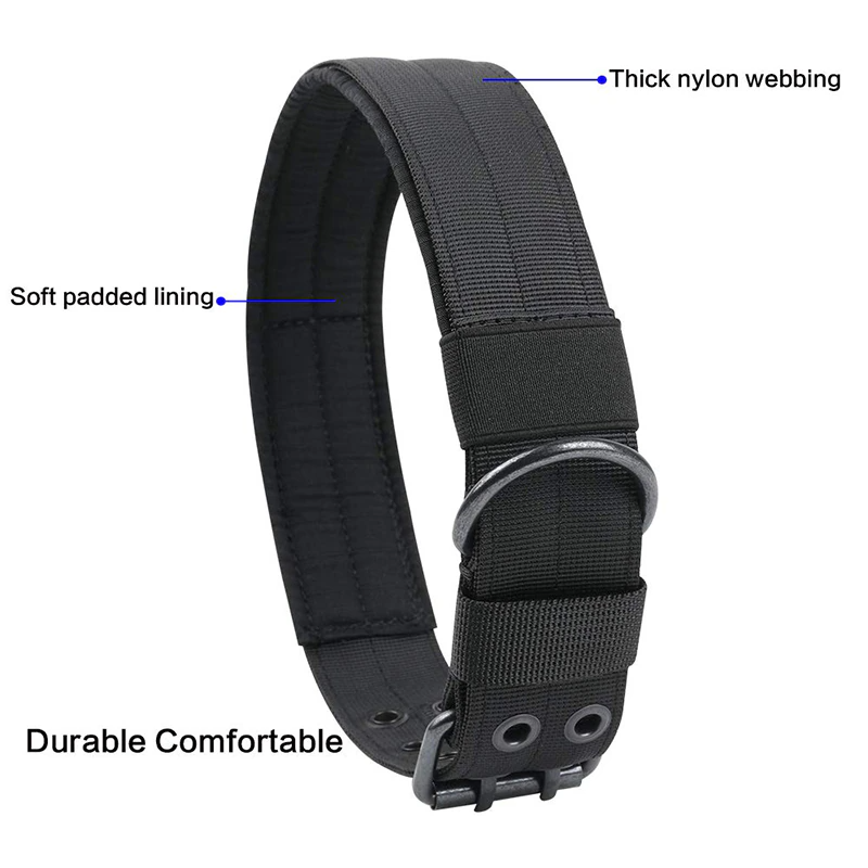 2" Wide Tactical Heavy Duty Nylon Large Dog Collar K9 Military