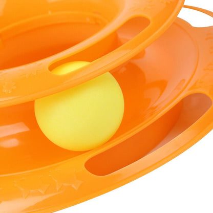 Interactive Kitty Playland: Stacked Ball Disk Toy For Endless Feline