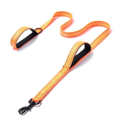 Reflective Nylon Double Thickened Dog Leash - Enhanced Visibility And