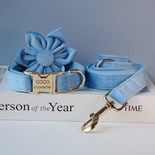 Luxury Velvet Dog Collar And Leash Set