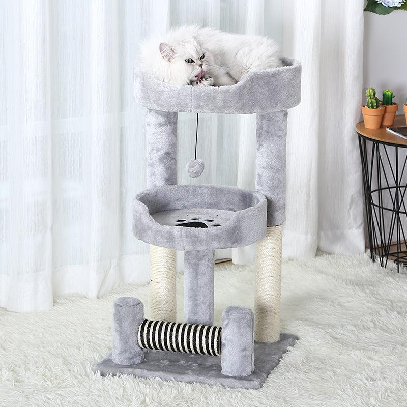 Gray Paw Print Cat Climbing Frame With Sisal Grinding Claw Toy