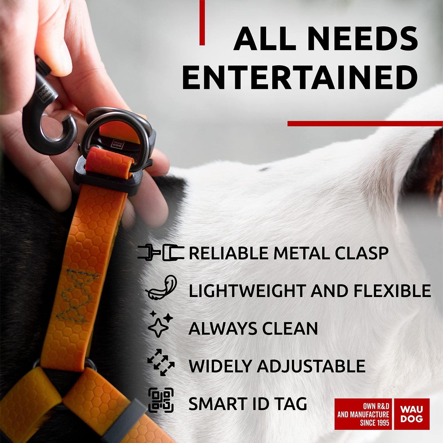 WAUDOG Waterproof Adjustable Dog Harness