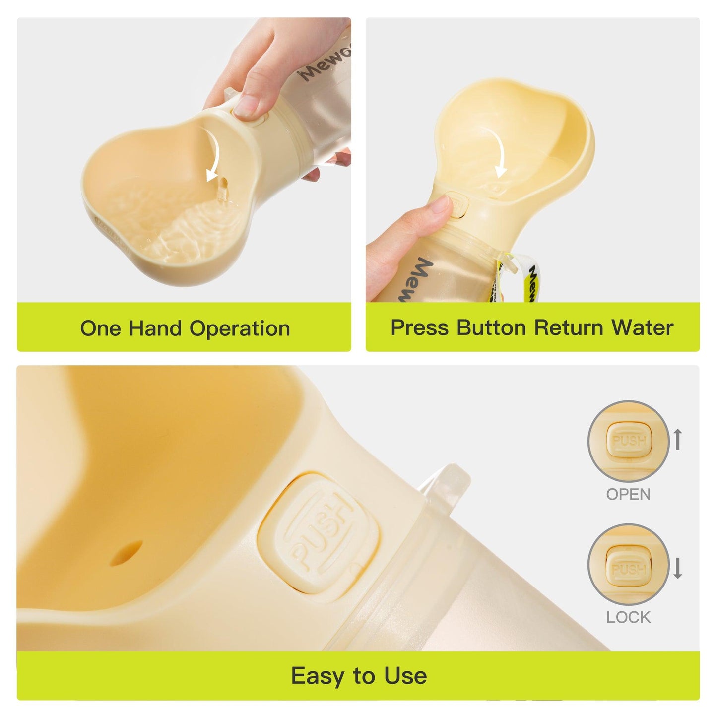 Mewoofun 2-In-1 Pet Water Bottle And Food Dispenser With Poop Bag