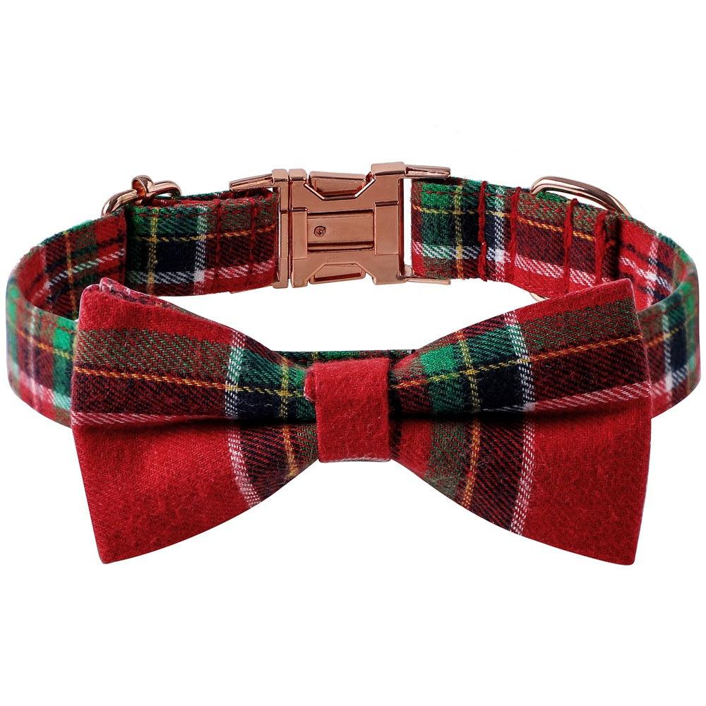 Festive Holiday Dog Collar With Rose Gold Buckle