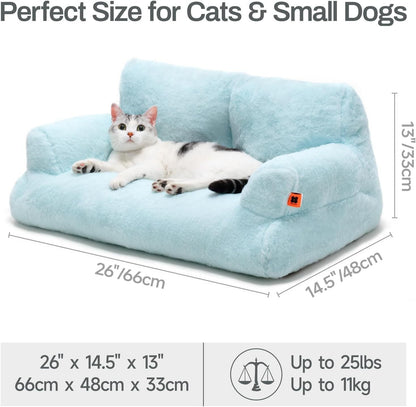 MEWOOFUN Plush Cat Bed For Indoor Cats - Washable 26x19x13