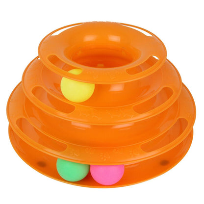 Interactive Kitty Playland: Stacked Ball Disk Toy For Endless Feline