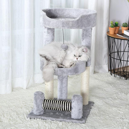 Gray Paw Print Cat Climbing Frame With Sisal Grinding Claw Toy