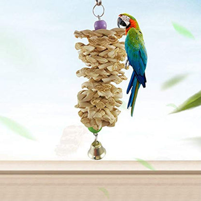Natural Grass Bird Parrot Toy With Bell